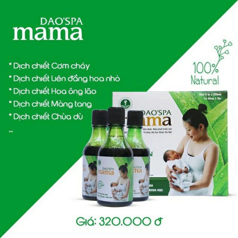 Nước tắm sau sinh của người dao đỏ - Dao spa mama ( hộp 3 chai x 250ml)