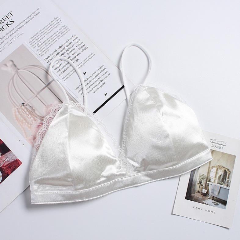 Áo Bra satin phi bóng viền ren sexy 265 - LADY