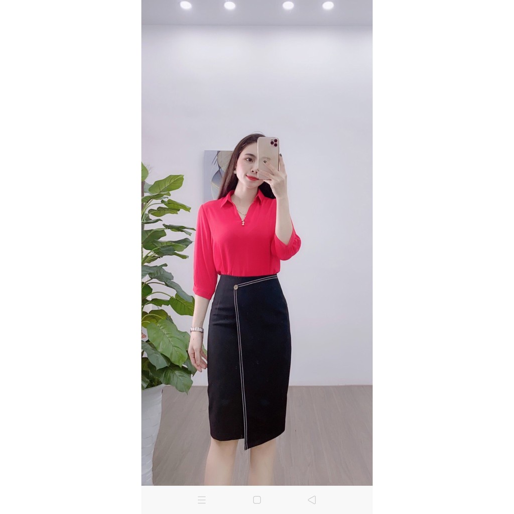 [MÃ GIẢM GIÁ 20K CHO ĐƠN HÀNG TỐI THIỂU TỪ 500K]Chân váy công sở, chân váy bút chì dáng dài tà chéo | BigBuy360 - bigbuy360.vn