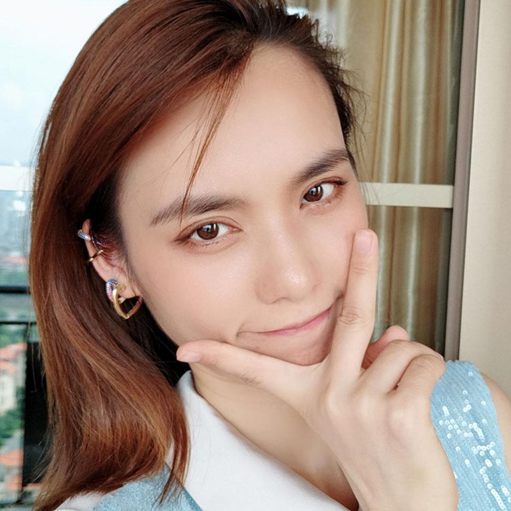 Khuyên Kẹp Vành Tai Hình Ngôi Sao / Trái Tim Nhiều Màu Phong Cách Boho