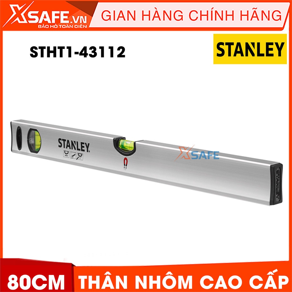 Thước thuỷ hộp STANLEY thân nhôm cao cấp Thước cân bằng thẳng tuyệt đối, đo chính xác, bọc cao su giảm sốc bền bỉ