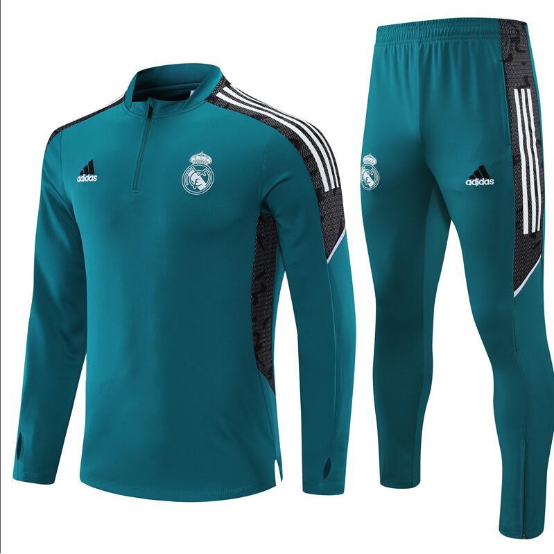 Áo Khoác Bóng Đá Tay Dài Có Dây Kéo Nửa Hình Real Madrid 2021/22 Chất Lượng Cao Cho Trẻ Em A++