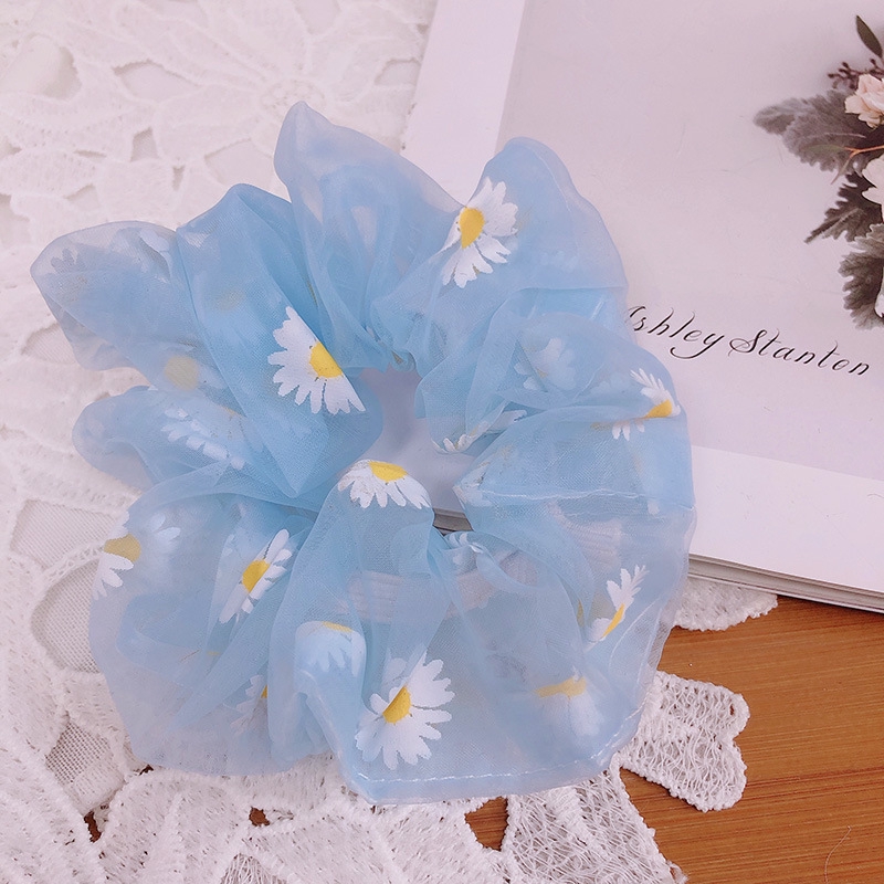 Dây Cột Tóc Lưới In Hình Hoa Cúc Nhỏ Dễ Thương Cho Nữ