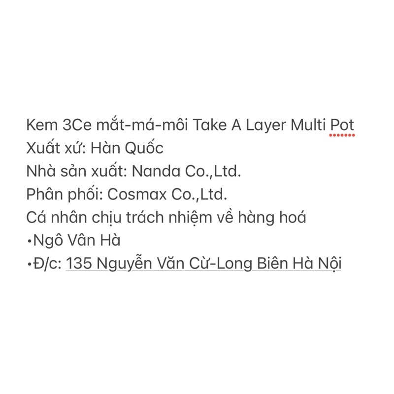 Kem 3Ce mắt-má-môi Take A Layer Multi Pot