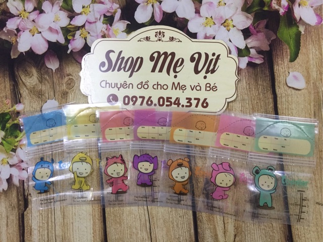 Túi Trữ Sữa Mini Toddler 3 zip 7 màu (hộp 28 túi)