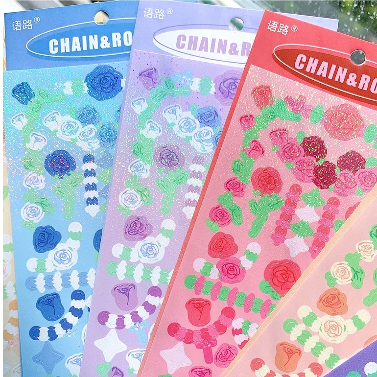 Sticker hoa hình dán trang trí sổ tay và toploader Chain &amp; Roses | BST150
