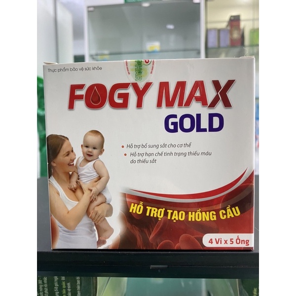 Fogy Max - Sắt III dạng nước cho bà bầu, người thiếu máu do thiếu sắt, dễ uống không nóng (20 ống)