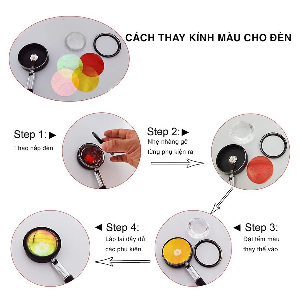 Đèn hoàng hôn BENZ Sunset 4in1 chụp hình sống ảo, quay video Tiktok 4màu/16màu cho hiệu ứng ánh sáng đẹp có remote