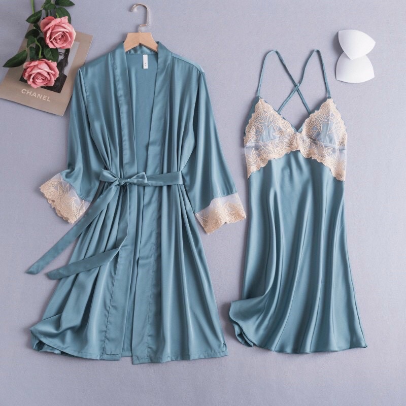 Sét Đầm Ngủ Ren Quyến Rũ, Váy Ngủ Nữ Có Đệm Kèm Choàng Lụa Cao Cấp Siêu Quyến Rũ Cho Các Nàng Từ 40-56kg. | BigBuy360 - bigbuy360.vn