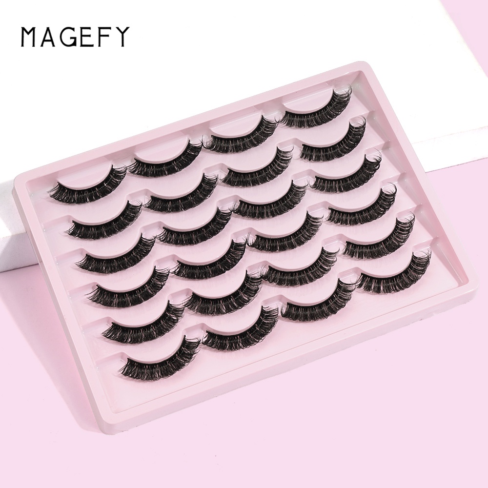 Hộp 12 cặp lông mi giả MAGEFY cong xoăn kiểu Nga thời trang dành cho làm đẹp