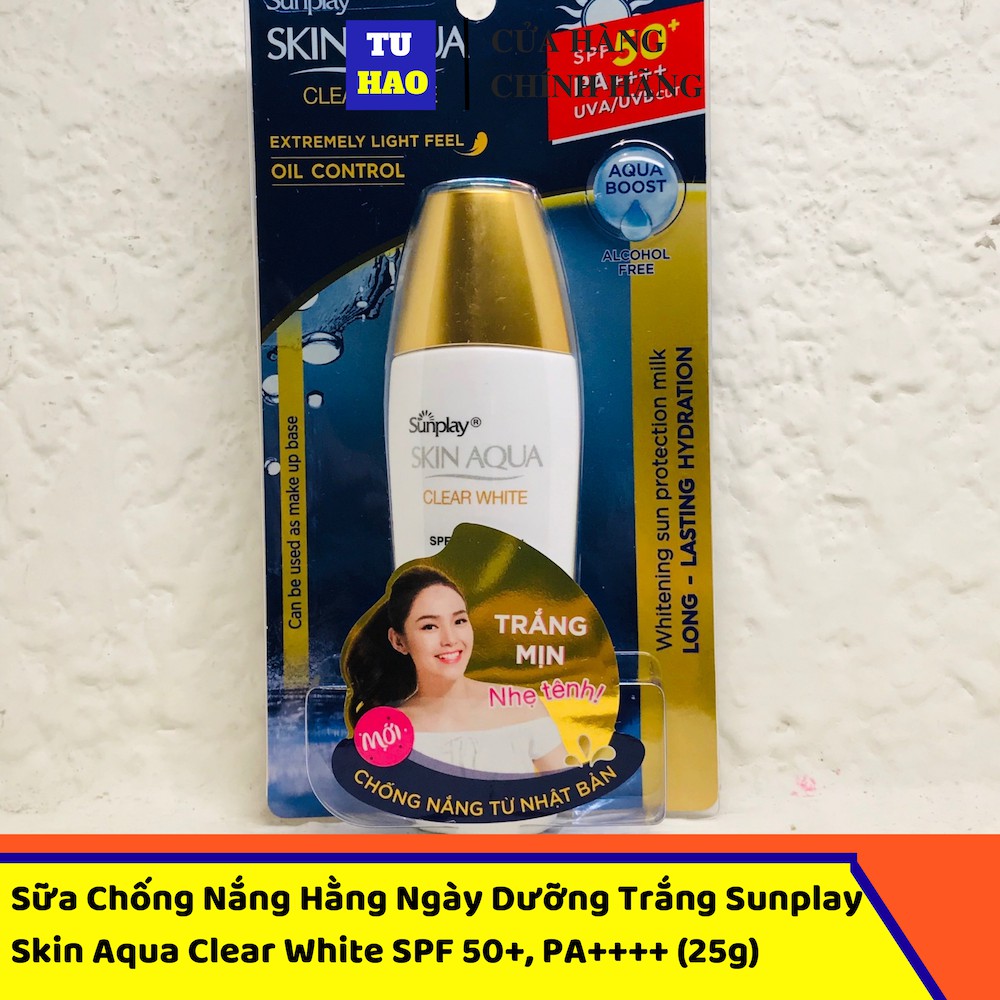 ✅(CHÍNH HÃNG)Sữa Chống Nắng Hằng Ngày Dưỡng Trắng Sunplay Skin Aqua Clear White SPF 50+, PA++++ (25g)