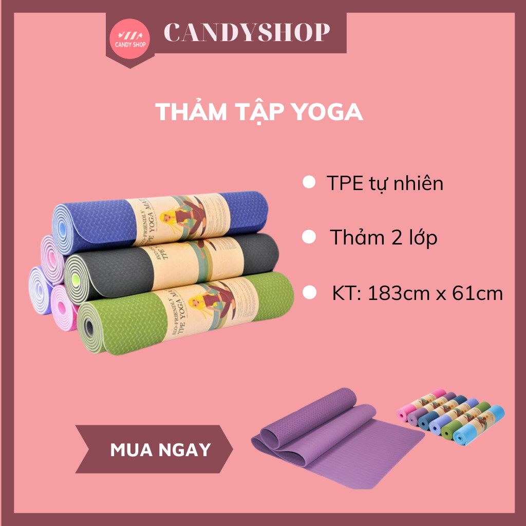 THẢM TẬP YOGA CHẤT LIỆU PTE NHIỀU MÀU - CANDYSHOP