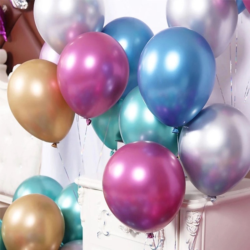 Set 5 Bong Bóng 12 Inch Mạ Chrome Trang Trí Tiệc Sinh Nhật Nhiều Màu Sắc