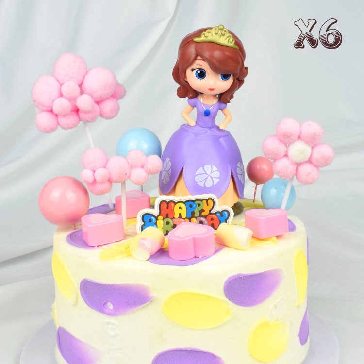 Búp bê công chúa Sofia trang trí bánh kem, phụ kiện bánh sinh nhật, đồ trang trí bánh kem sinh nhật