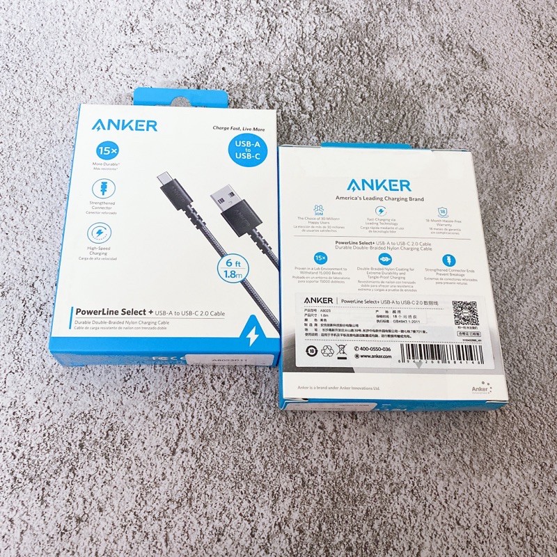 Cáp ANKER PowerLine Select + Usb A to Usb C 2.0 Hỗ trợ sạc nhanh QC3.0 - Mã A8022 A8023