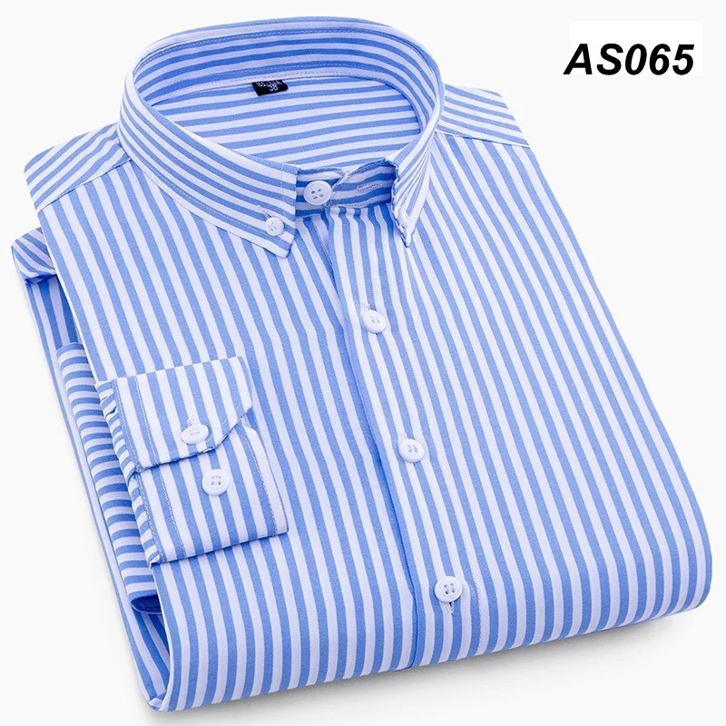 Áo sơ mi kẻ sọc dài tay nam màu xanh AS065