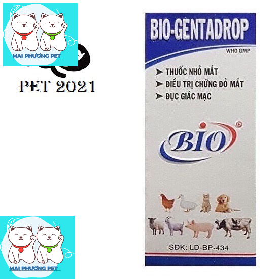 Nhỏ mắt Bio Gent-Drop 10ml điều trị xử lý chứng đau mắt đỏ,chảy nước mắt chó mèo