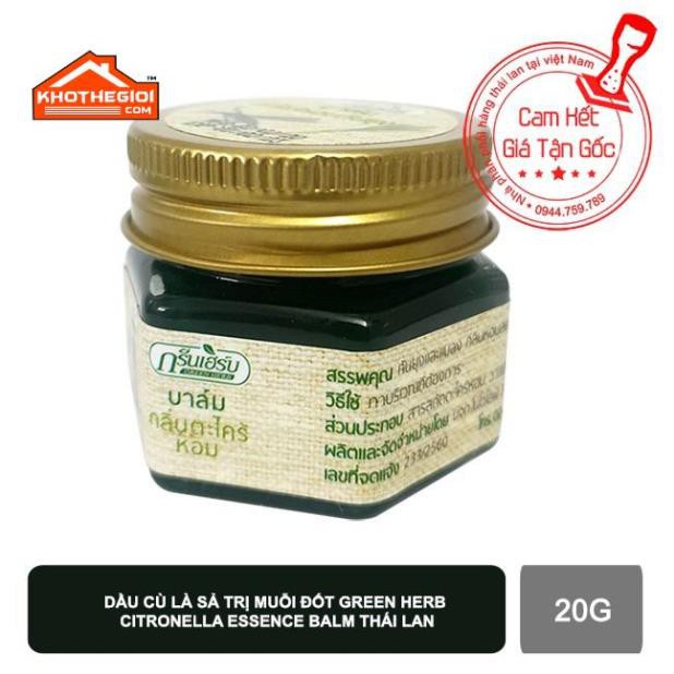 Dầu cù là sả thoa muỗi đốt Green Herb Citronella Essence Balm Thái Lan 20G