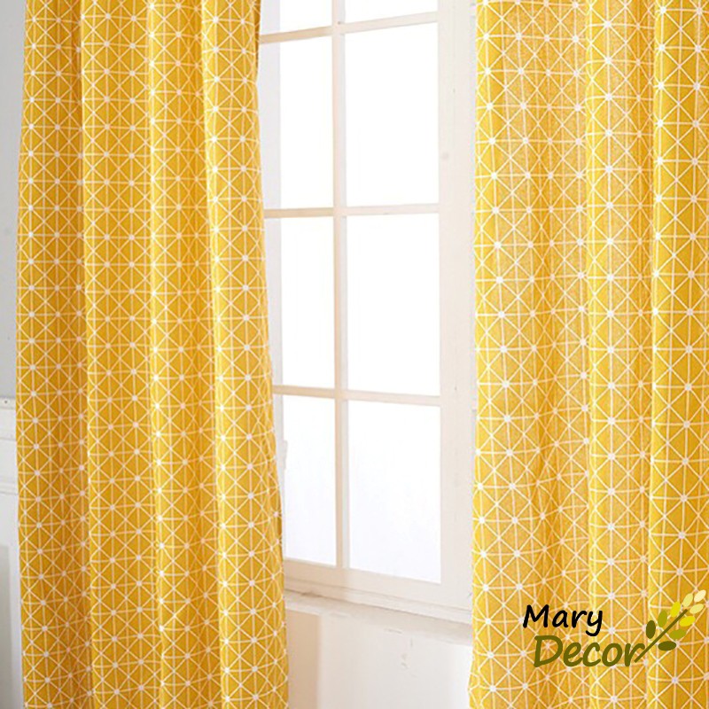 Rèm cửa sổ vải bố linen trang trí nhà cửa cực đẹp, giá tốt - họa tiết vàng R-E01
