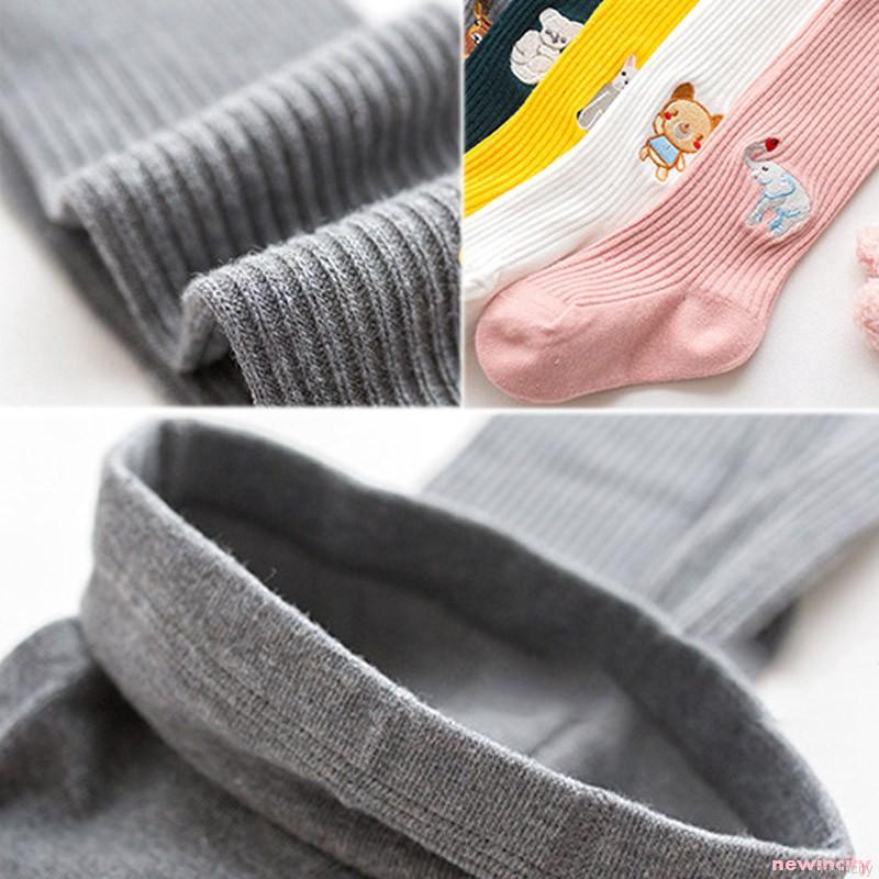 Quần tất cotton dáng ôm giữ ấm in hình hoạt hình Hàn Quốc cho bé gái mùa thu đông