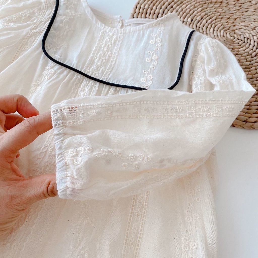 Áo Sơ Mi Cotton Tay Dài Phong Cách Hàn Quốc Nhật Bản Mới 2022 Cho Bé Gái
