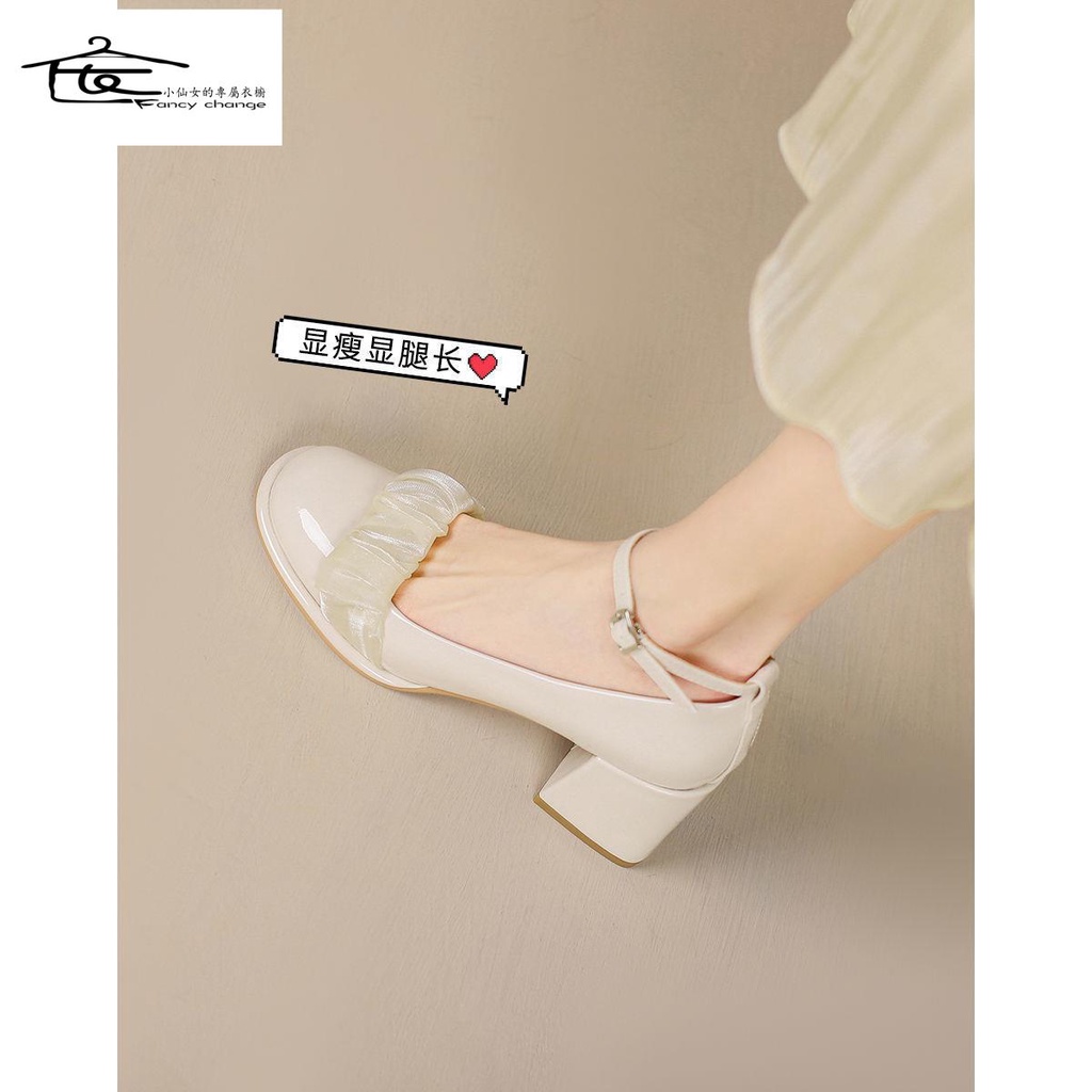 Giày Búp Bê Gót Dày Thời Trang Xuân Thu Hàng Mới 2022 Cho Nữ