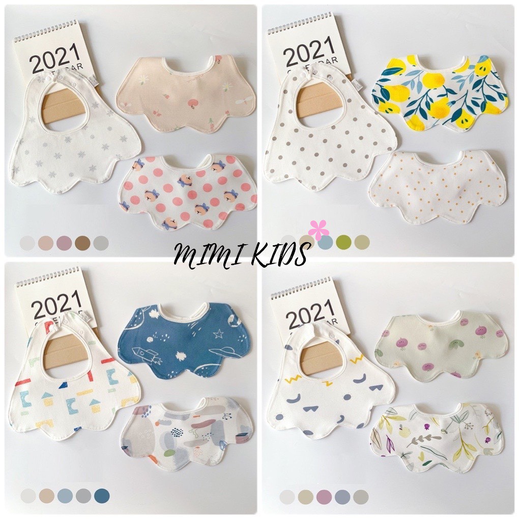 Set 3 yếm cổ hình dẻ quạt Cotton mềm mại cho bé Mimi Kids YC07