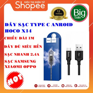 Dây Sạc Anroid Cổng Type C Hàng Chuẩn HoCo X14 1m Sạc Nhanh Dây Siêu Bền