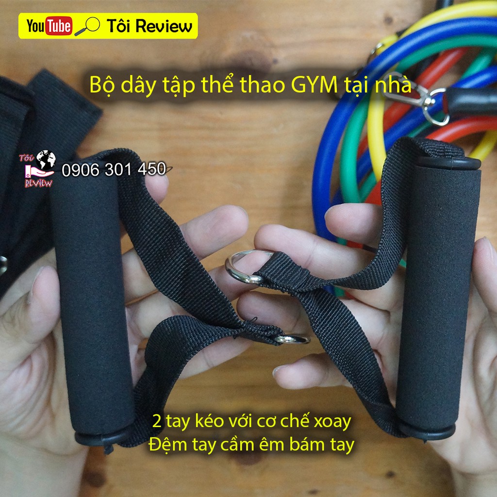 Đánh giá bộ dây tập GYM thể thao tại nhà. Dây ngũ sắc 5 màu 54 Bài tập: Ngực, Vai, Lưng, Xô, Mông, Eo, Chân, Đùi