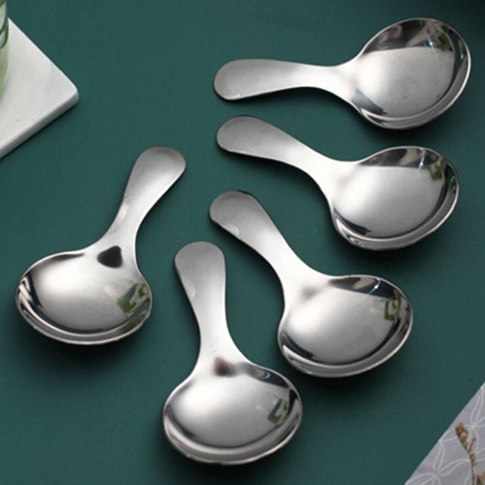 5 Pcs Creative New Stainless Steel Spoons Ice Cream Spice Salt Condiment Coffee Tea Scoop