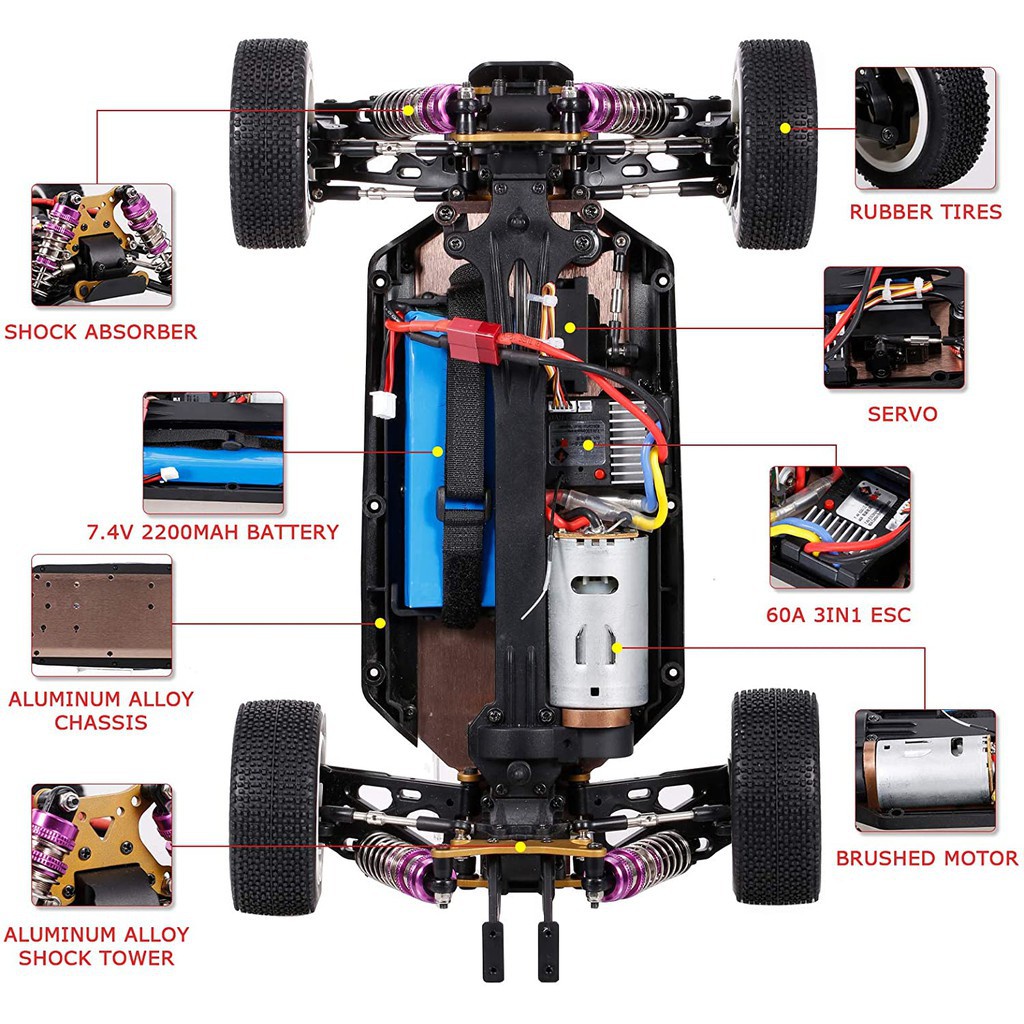 Wltoys 124019 Xe đua địa hình điều khiển từ xa tốc độ cao 60km/h Mô hình đồ chơi xe ô tô XK 124018 drift