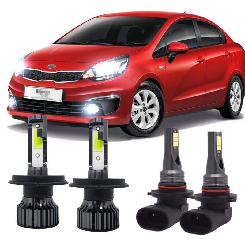 Bộ 4 Đèn Pha led h4 + hb4 Cho Xe kia rio 2012-2020