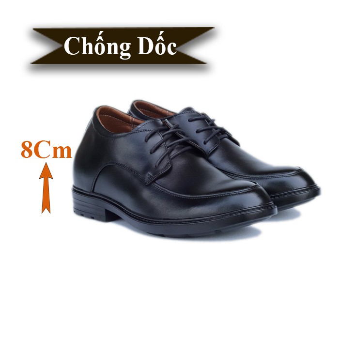 GIÀY ĐỘN NAM T&TRA CAO 8CM SIÊU ÊM- CHỐNG DỐC T81 ĐEN, ĐẾ CAO SU ĐÚC, CHẤT LIỆU DA BÒ CAO CẤP