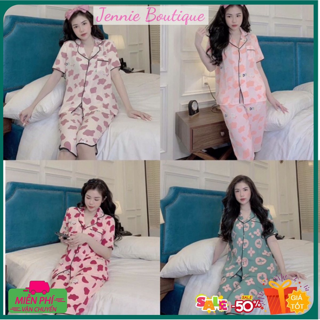 Đồ Bộ lụa Pijama Quần Lửng, Sét lụa Satin, Đồ Ngủ Cao Cấp