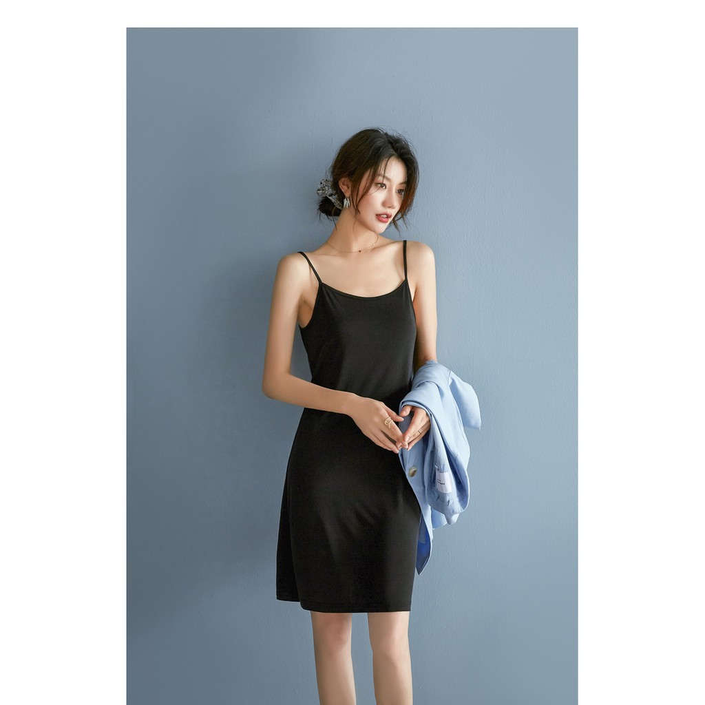 Váy Đầm Hai Dây Thun Trơn Dáng Suông Chất Thun Cotton Mềm Mịn Lefe VS03 | BigBuy360 - bigbuy360.vn