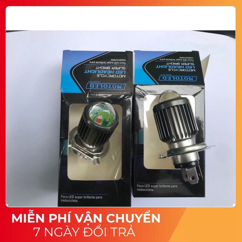 Đèn Led pha H4 gương cầu Mini Cos Vàng Pha Trắng gắn như ZIN ko chế mọi loại xe máy