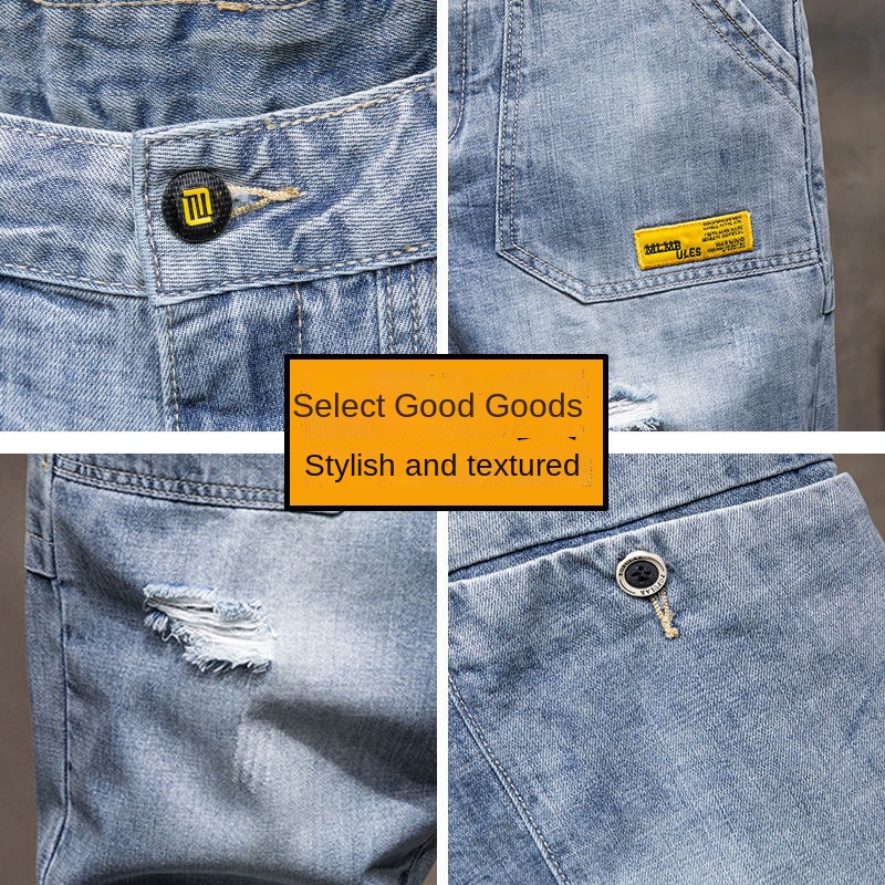 Quần jeans lửng rách gối phong cách thời trang mới cho nam