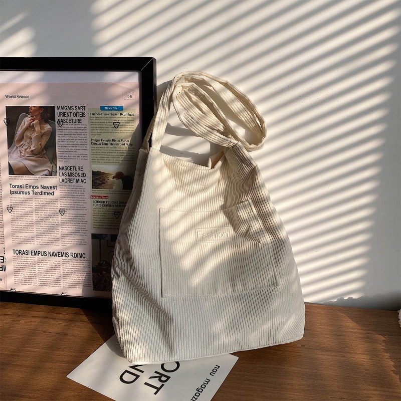 Túi Xách Nữ Vải Nhung Kẻ Màu Sắc Retro