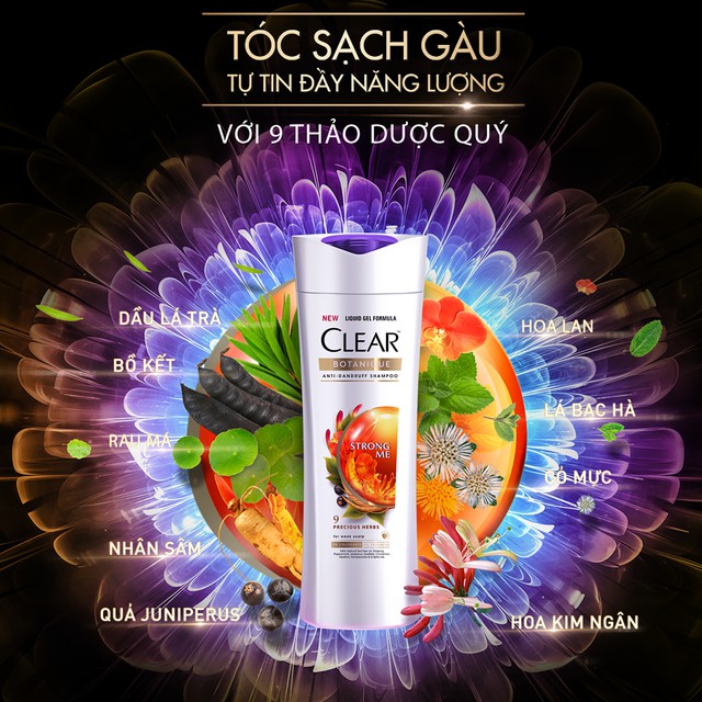 Dầu gội trị gàu Clear Botanique 9 thảo dược quý 630g