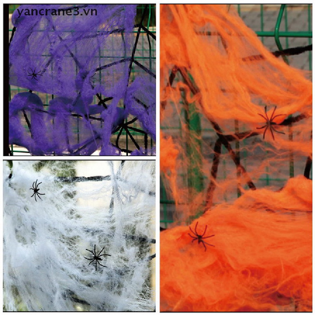 Mạng Nhện Cobweb Co Giãn Kèm Nhện Trang Trí Halloween