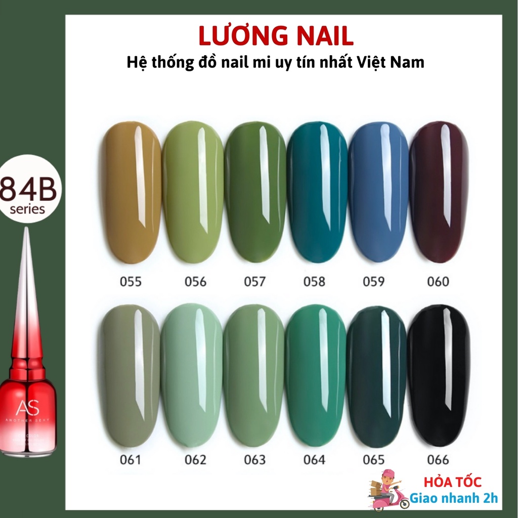 Sơn gel AS sơn móng tay gel tone trắng sữa xanh ngọc tím nhạt chai 15ml