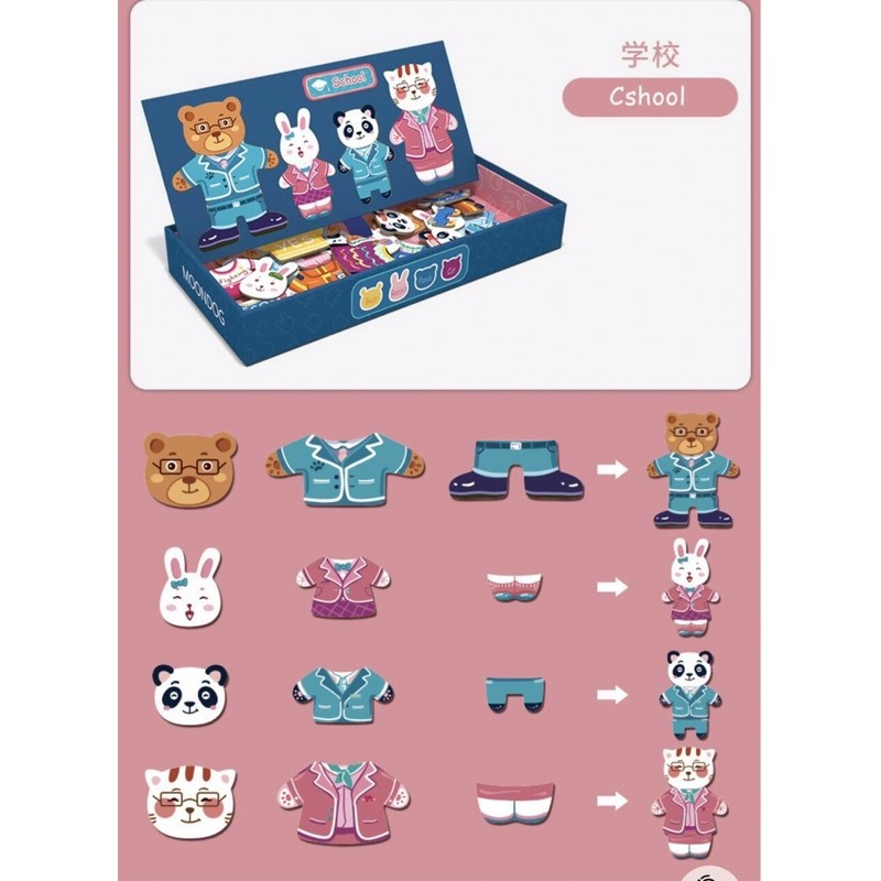 Hộp Đồ Chơi Ghép Tranh Nam Châm cho bé, bộ ghép hình MOONDOG