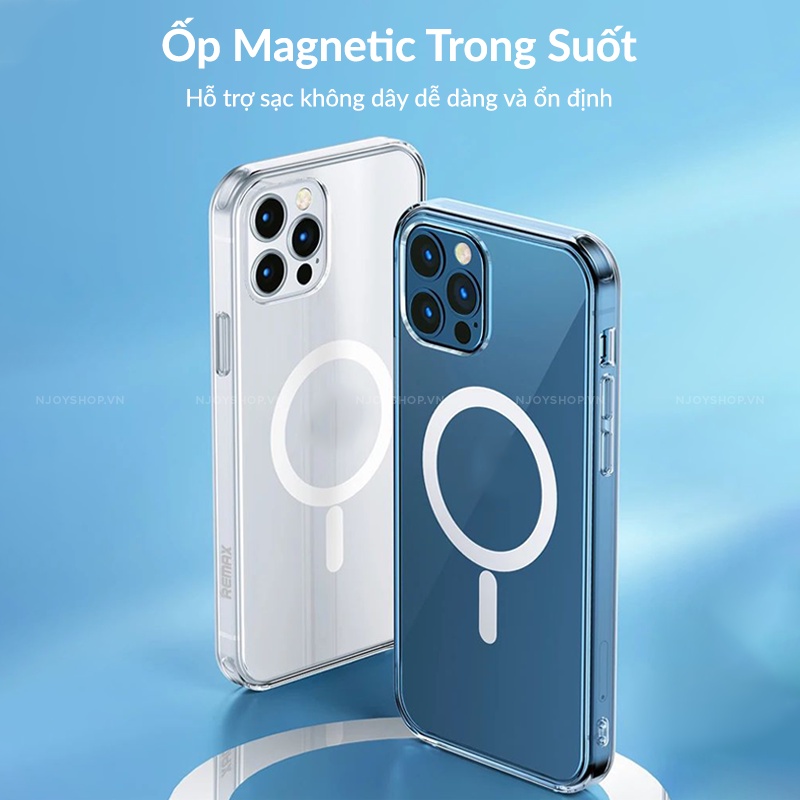Ốp Hỗ Trợ Sạc Không Dây Remax Rm-1690 Lưng Pc Cứng Trong Suốt Hỗ Trợ Sạc Hít Nam Châm Không Dây Cho Ip 13 Pro Max