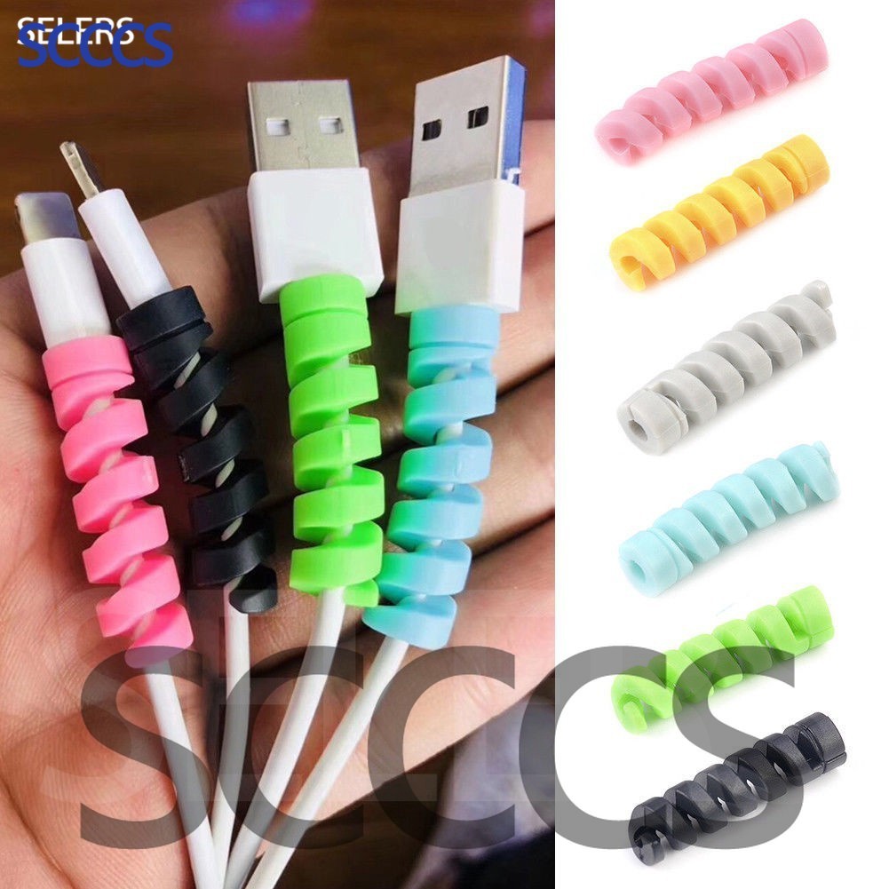 1x Dây Quấn Bảo Vệ Cáp Sạc Điện Thoại Hình Xoắn Ốc @ @ Mento Usb Tai Nghe