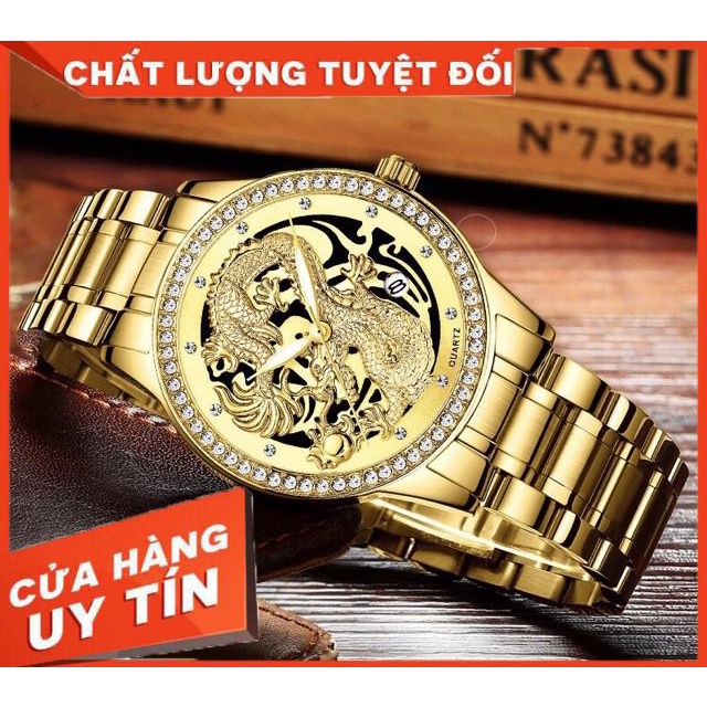 [HOT] [TẶNG VÒNG TAY] ĐỒNG HỒ NAM FNGEEN DÂY KIM LOẠI MẶT RỒNG VÀNG NỔI 3D VIỀN ĐÁ . | BigBuy360 - bigbuy360.vn