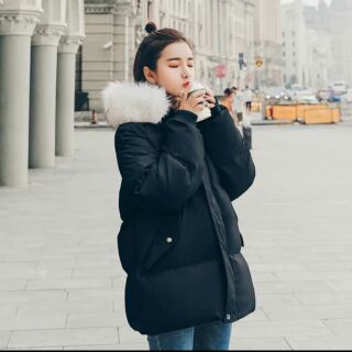 Áo phao mũ lông 3 tầng kèm ảnh thật