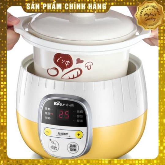 Nồi nấu cháo, ninh, hầm, hấp cách thủy Bear DDZ-B08C1, sử dụng gốm sứ cao cấp