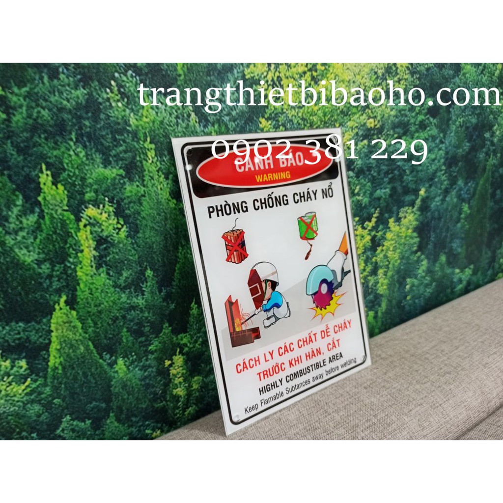 Biển cảnh báo mica Phòng Chống Cháy Nổ kích thước 15 x 21cm