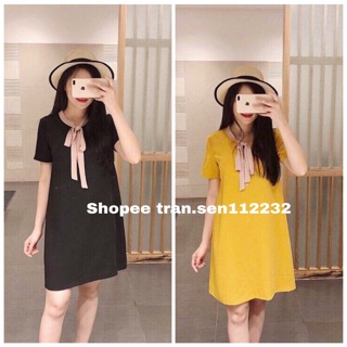 Thanh LÝ váy suông tơ lụa cổ nơ cực xinh V992