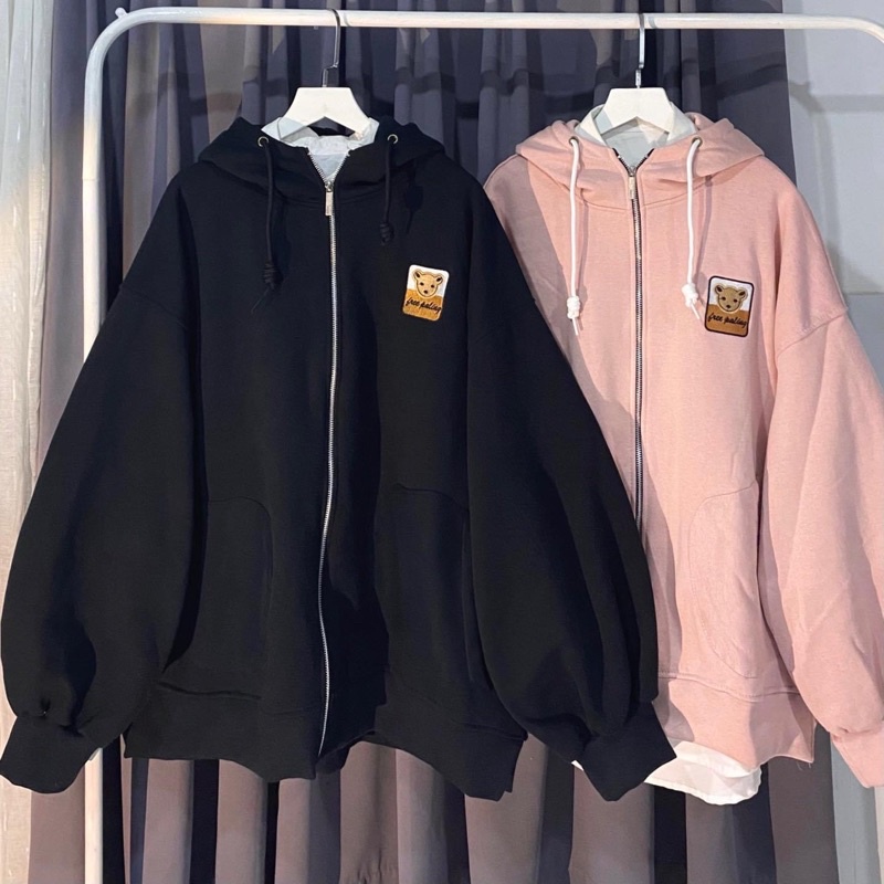 áo khoác logo gấu ảnh thật unisex
